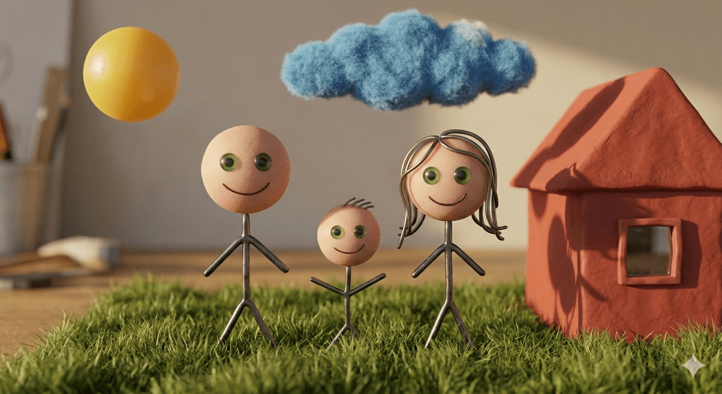 AI-generated family art in 3D Pixar style